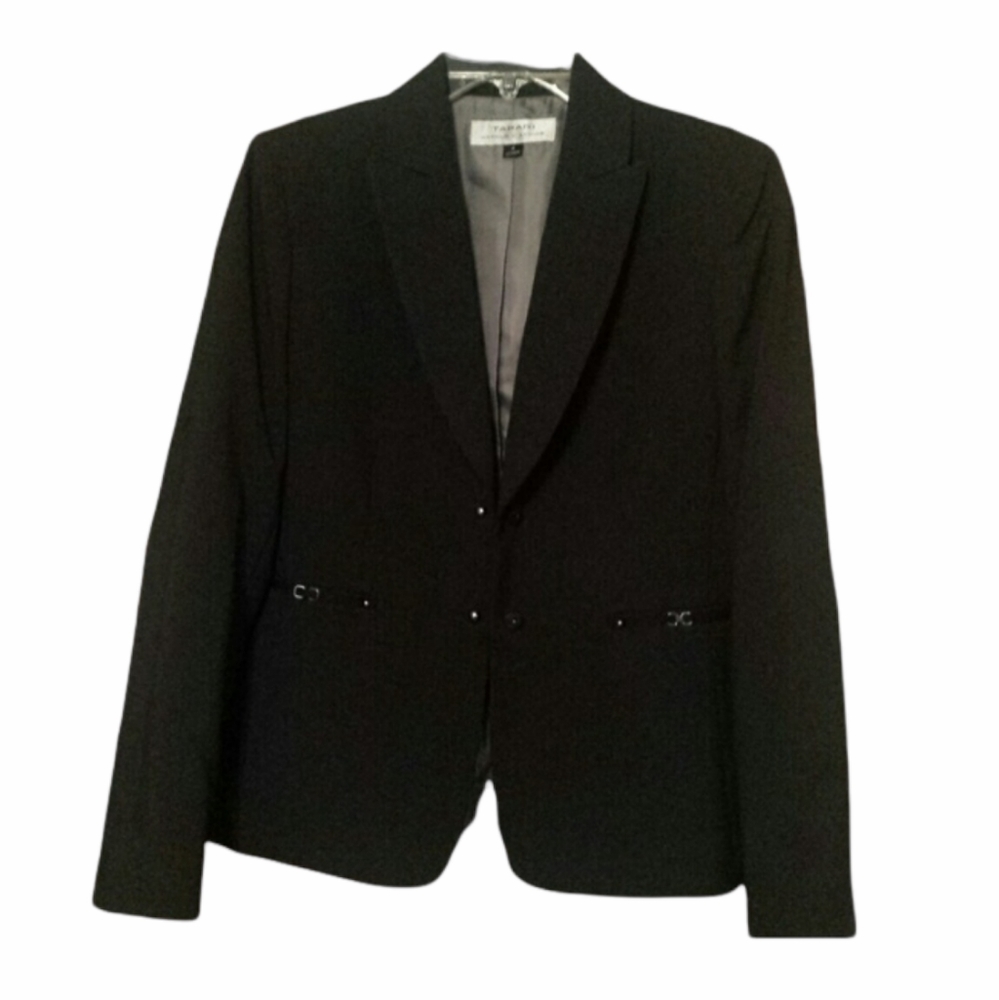 TAHARI Black Blazer w/Small Pinstripes sz 4